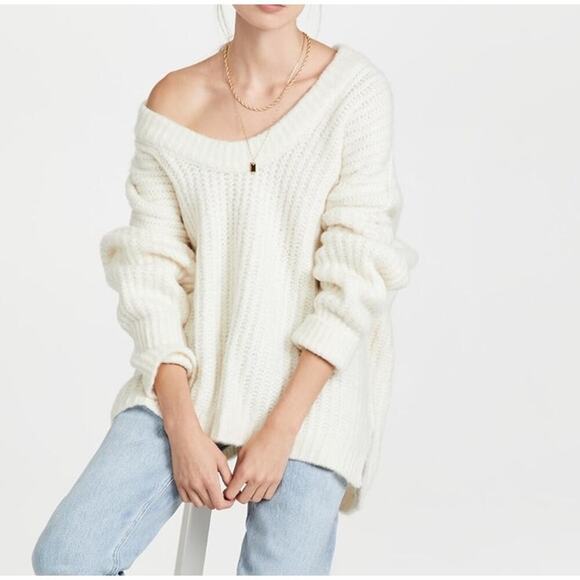 Free People Blue Bell V Neck Sweater Ivory Size XS - Picture 13 of 13